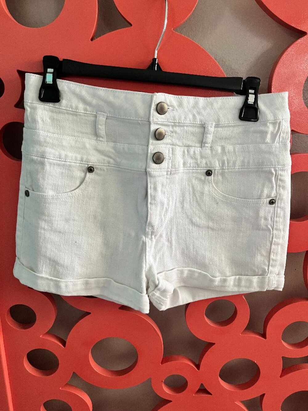 Tinseltown White High-Waisted Denim Shorts Size 7
